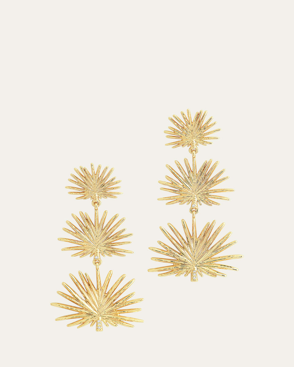 Triple Fan Palm Dangle Earrings, Small